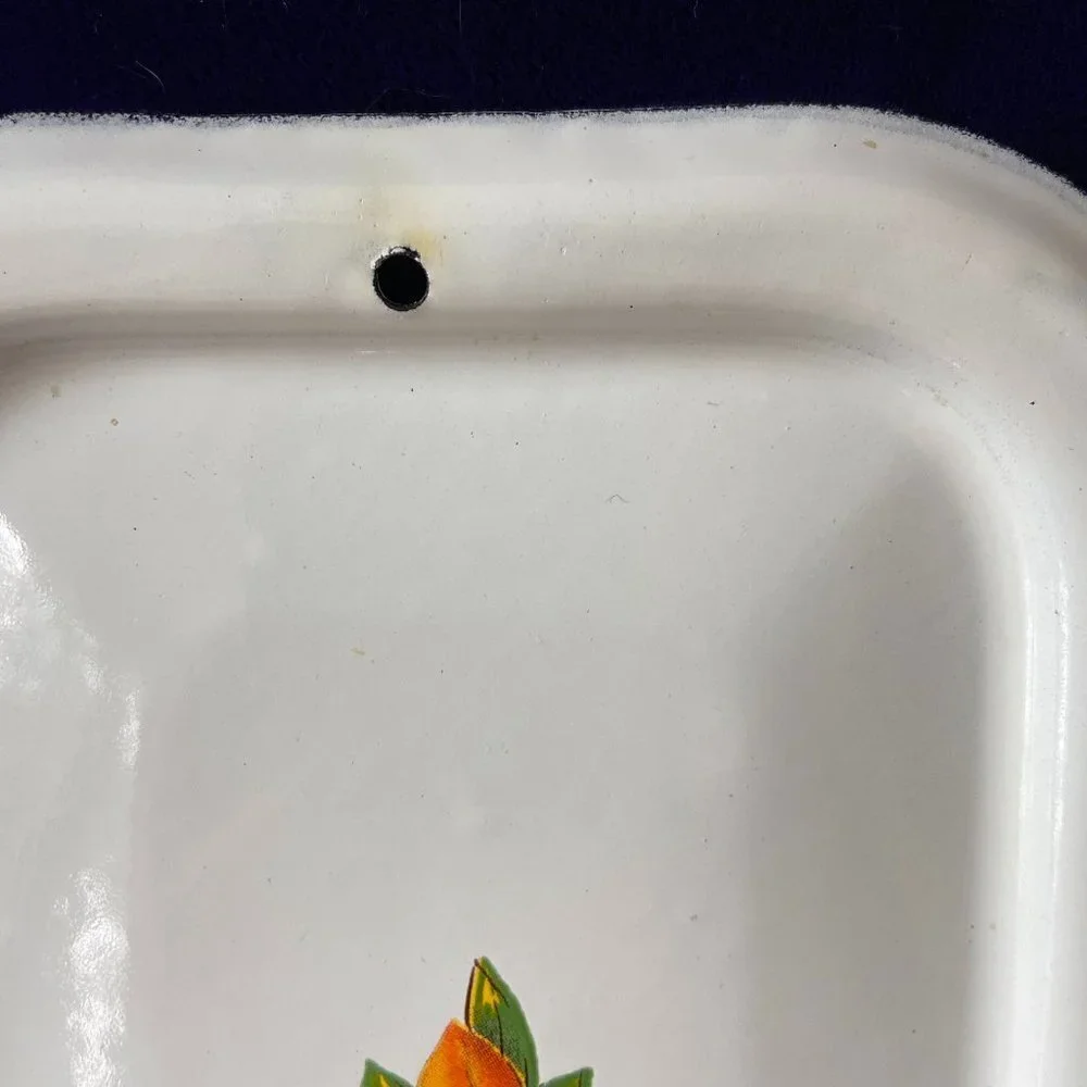 Vintage Russia Metal Enamelware refrigerator Box Lid